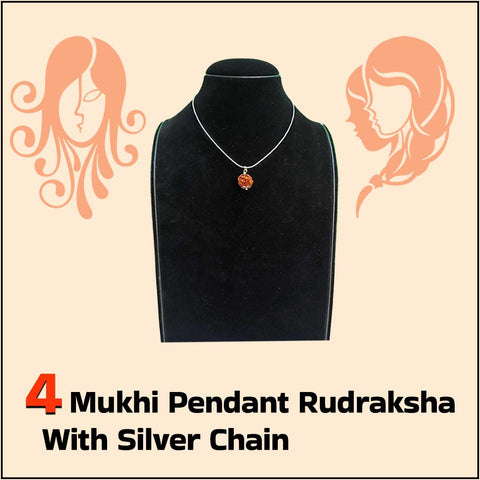 4 Mukhi Pendant Rudraksha with Silver Chain