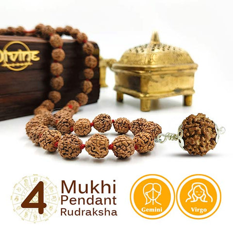 4 Mukhi Pendant Rudraksha Mala 