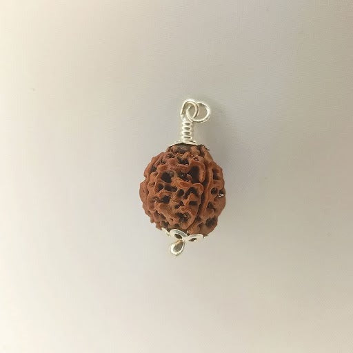  Char Mukhi Rudraksha Pendant With White Metal.