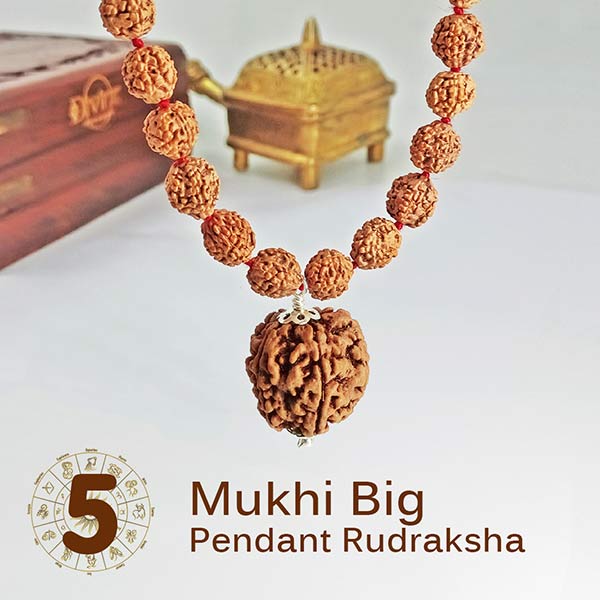 5 Mukhi Big Pendant Rudraksha Mala 