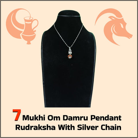 7 Mukhi Om Damru Pendant Rudraksha With Silver Chain