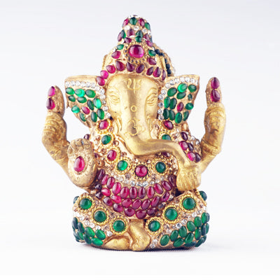 Colorful Stone Work Ganesha Idol