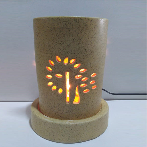 Tower Shaped Cream Ceramic Diffuser With Electric Dimmer